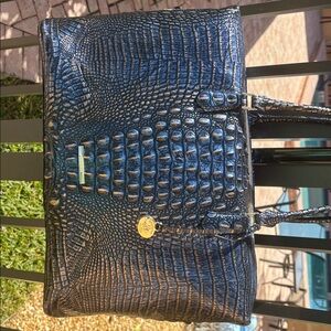 Brahmin Dark Blue and Gold Carryall